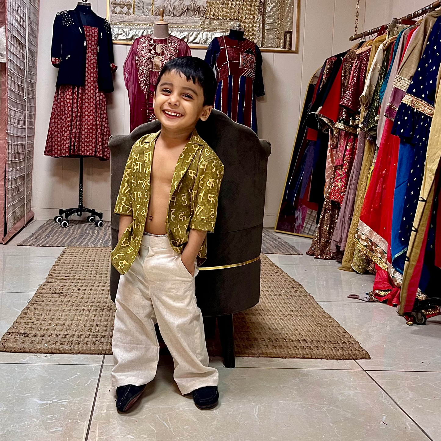 Kid's Pant Shirt - Pant in Khadi & Shirt in Cotton